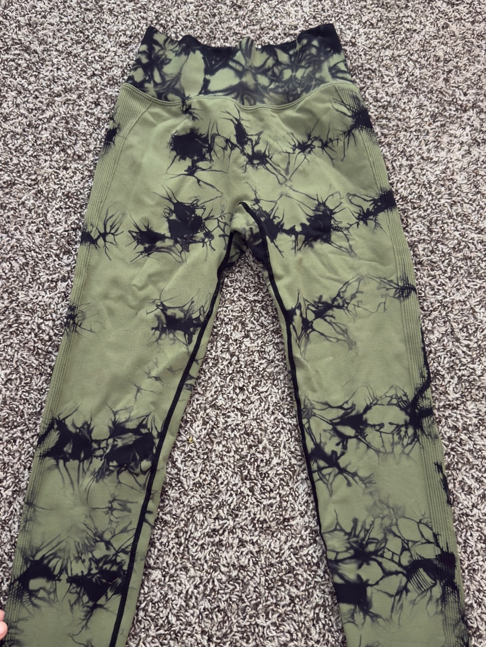 Kids Olive Green Tie-Dye Leggings